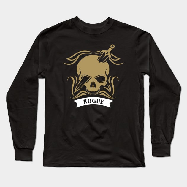 Rogue Hardcore Skull RPG Dungeons Crawler and Dragons Slayer Long Sleeve T-Shirt by pixeptional